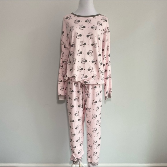 Disney Minnie Mouse Pink/Grey Cozy 2pc Pajama/ Lounge Set - Picture 5 of 15